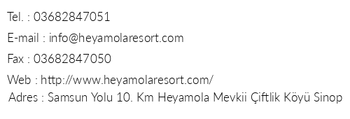 Sinop Heyamola Resort Otel telefon numaralar, faks, e-mail, posta adresi ve iletiim bilgileri